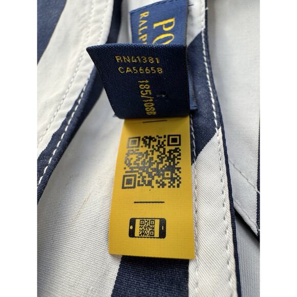 Polo Ralph Lauren Chevron-Stripe Cotton Midi Dress Womens 14 Navy Old Money Prep - Picture 16 of 16